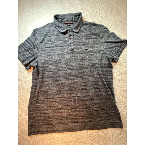 Michael Kors Men's Size XL Grey and Black Space Dye Short Sleeve 3 Button Polo - Picture 1 of 8
